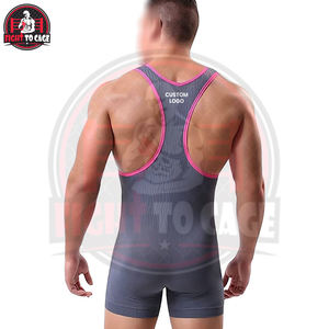 ชุดยูนิฟอร์มมวยปล้ำสีเทาและชมพูแบบ OEM ODM ผ้าสแปนเด็กซ์โพลีเอสเตอร์พิมพ์ลายสำหรับศิลปะการต่อสู้ พร้อมเสื้อผ้าฝึกซ้อมคอกลม - Product Image 3