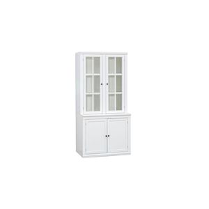 Stile tradizionale 75.25 ''alto bianco Hutch Cabinet doppio vetro porte per la visualizzazione cina Home Studio soggiorno cucina corridoi - Product Image 1