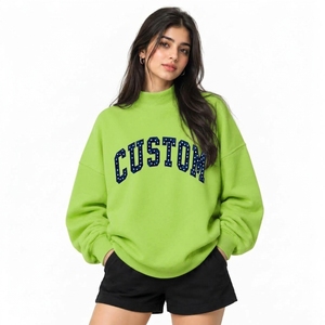 Sudadera Oversize de Cuello Alto para Mujer, de Algodón Afelpado, Manga Larga, Hombros Caídos, Ropa Casual - Proveedor - Product Image 1