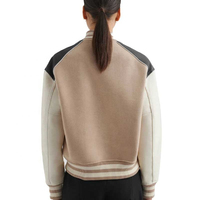 Veste bomber décontractée pour femmes, en coton matelassé, broderie, fermeture éclair, manches longues, style varsity, hiver, couleur contrastée vintage