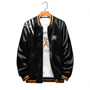 Blouson Bomber Varsity Homme en Satin Brillant Personnalisable avec Logo, Style Sukajan, en Laine/Polyester, Imperméable et Respirant pour l'Hiver - Product Image 1