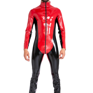 Traje Zentai de PU Rojo y Negro, Traje Ajustado de Cuerpo Entero, Manga Larga, Disfraz para Hombres Adultos, Fiesta, Cosplay - Product Image 2