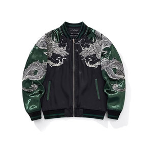 Chaquetas y Abrigos de Béisbol Sukajan de Satén Brillante con Logotipo Personalizado para Hombre, Chaqueta de Algodón, Chaqueta Bomber Varsity de Invierno para Hombre - Product Image 2