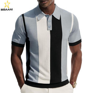 Chemises polo pour hommes, chemises à rayures vintage à boutons, chemises décontractées en tricot - Product Image 1