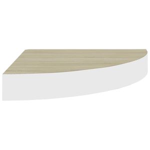 2 pz mensole angolari a muro in rovere e bianco MDF 9.8 "x 9.8" x 1.4 "espositore - Product Image 4