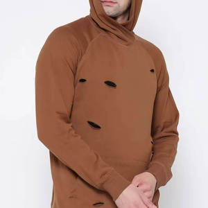 เสื้อฮู้ดดี้คลาสสิคแบบสวม ดีไซน์ขาดๆ สไตล์สตรีทแวร์ ผ้าคอตตอนผสม - Product Image 5