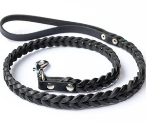 Correa de Cuero Trenzado Genuino para Perro – Negra – Correa de Cuero Hecha a Mano, Resistente y Flexible para Perros Medianos y Grandes - Product Image 1