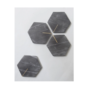 Sous-verres de luxe en marbre naturel, écologiques, durables et lavables, ensemble de sous-verres en pierre pour hôtels et restaurants, technique de découpe - Product Image 1