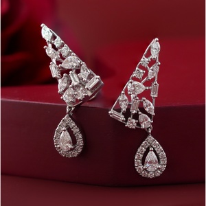 2.16 CT Multi-Cut Lab Grown Diamond Statement Drop Earrings in 14K <b>White</b> Gold - Product Image 2