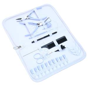 Kit d'outils de pose d'extensions capillaires blanc avec pince à micro-anneaux, peigne à queue et applicateur d'anneaux de sectionnement pour les doigts - Product Image 1
