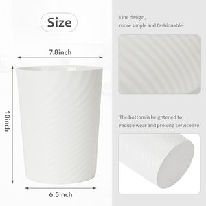 Cestino per Rifiuti in Plastica Bianca da 1,8 Galloni, Piccolo Contenitore per Spazzatura - Product Image 2