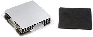 Posavasos Cuadrados Clásicos de Acero Inoxidable de Alta Calidad con Logotipo Personalizado, Base Antideslizante Duradera, Ecológicos para Uso Doméstico SKI - Product Image 4