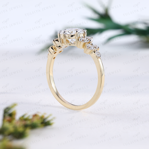 Round Cut Eternity <b>Ring</b> Full Bezel Setting Yellow Gold <b>Stacking</b> Wedding Band Modern Bridal Fine Jewelry <b>Ring</b> - Product Image 3