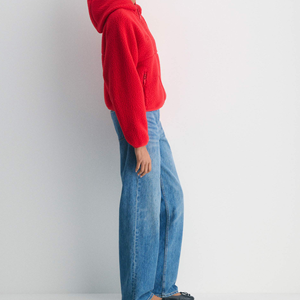Sweat-shirt à capuche en polaire pour femme, manches longues, couleur unie, décontracté, pour l'hiver et l'automne - Product Image 5