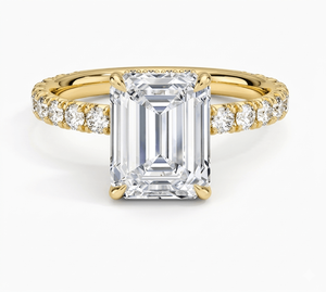 <b>Emerald</b> Cut Diamond Engagement <b>Ring</b> with Halo Setting for Women Lab Grown Diamonds - Product Image 2