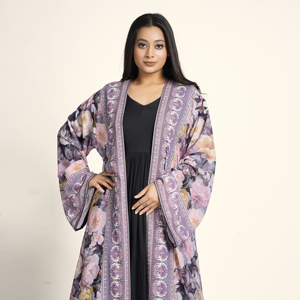 Abaya en mousseline unie pour femme, coupe ample, ouverte sur le devant, style cardigan long arabe, tenue de prière islamique modeste, pour Ramadan, l'Aïd et les fêtes - Product Image 3