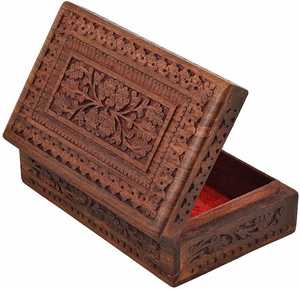 Handcrafted Wooden Elephant Inlay Storage Box Octagonal Jewelry Keepsake Box Brass <b>Handle</b> Latch Lock Portable Storage <b>Chest</b> - Product Image 5