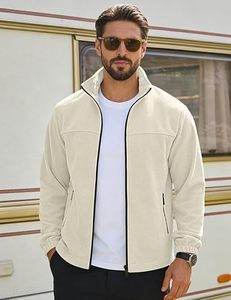 Men's Full Zip <b>Fleece</b> Jacket Stand Collar Polar Outerwear Lightweight Warm Casual Winter Coat - Product Image 4