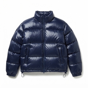 Veste d'hiver matelassée unisexe coupe carrée brillante pour homme, col montant, fermeture éclair, manteau court rembourré, vêtement d'extérieur pour commande en gros - Product Image 5