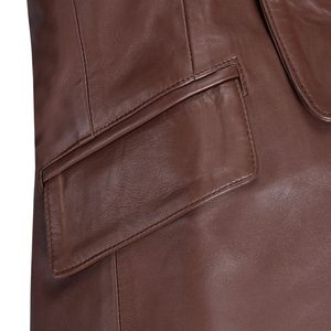 Blazer de Cuero Genuino Marrón para Hombre, Corte Entallado, Chaqueta con Solapa y un Solo Botón, Estilo Casual Elegante, Abrigo de Otoño - Product Image 6