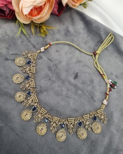 Round And Pear Cut Gemstone Necklace <b>Set</b> With Earrings And Mangtika Designer Fashion <b>Jewellery</b> Traditional Ethnic Wear Wholesale - Product Image 2