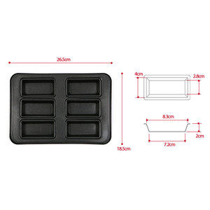Molde Clásico para Pastel Financier de 6 Cavidades, Rectangular, en Forma de Barra de Oro, Antiadherente, con Revestimiento de Doble Cara, de Acero al Carbono, Apto para Horno - Product Image 6