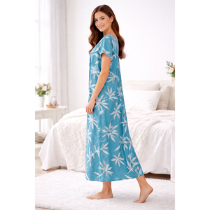 Camisón Largo Estampado Cómodo para Mujer Alpine, Mangas Cortas con Bolsillo Lateral Completo, Ropa de Dormir Suave - Product Image 4