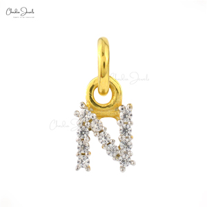 N Initial Pendant 925 Sterling Silver Natural 0.9MM Round Cut White Zircon Pave Set High Polish Alphabet Jewelry for Women - Product Image 1