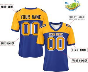 เสื้อฟุตบอลอเมริกันแบบปรับแต่งได้สำหรับผู้ชาย คอวี แขนสั้น ระบายอากาศได้ดี พิมพ์ชื่อทีมและหมายเลข - Product Image 2
