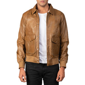 Chaqueta de Cuero Genuino para Hombre, Chaqueta de Cuero Clásica Casual con Dobladillo Acanalado, Impermeable, para Venta al Por Mayor, OEM, ODM 2026 - Product Image 3