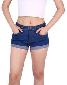 Shorts en jean droits tendance pour femme avec boutons ornés de diamants, délavage clair, taille haute, style streetwear décontracté, mode estivale - Product Image 1