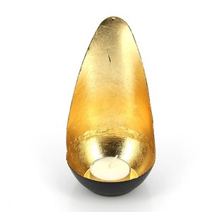 Abstract tealight candle holder black and gold tabletop decor <b>accessory</b> for warm ambient lighting modern stylish home interior - Product Image 4