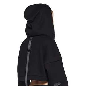 <b>Women</b>’s Cropped <b>Zip</b>-<b>Up</b> Hoodie with Adjustable Strap Details Fashion Streetwear Pullover <b>Jacket</b> Custom OEM/ODM - Product Image 5