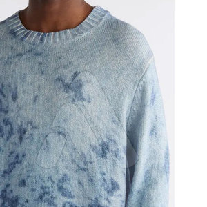 Pull-over en tricot 100 % coton pour homme, coupe oversize, effet délavé, avec logo personnalisé, imprimé par transfert thermique, respirant, haute qualité - Product Image 5