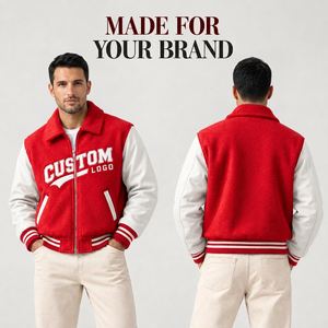 Veste universitaire personnalisée avec broderie chenille, corps en laine, manches en cuir, style Letterman, streetwear tendance, vente en gros - Product Image 5