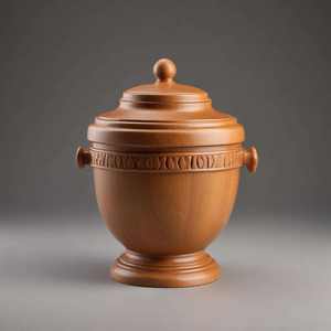 Urna Funeraria Alta y Brillante con Acabado con Patrón de Madera y Bandas Decorativas Doradas para una Elegancia Conmemorativa Premium - Product Image 2