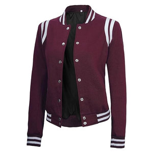 แจ็คเก็ตวาร์ซิตี้ผู้หญิง น้ำหนักเบา ผ้าฟลีซนุ่ม สไตล์เบสบอลสำหรับนักเรียนมัธยมปลาย แจ็คเก็ตบอมเบอร์ผู้หญิง สไตล์ลำลอง เสื้อคลุมทันสมัย - Product Image 1