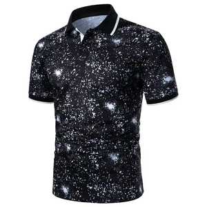 Blue <b>Black</b> Solid Cotton Short Sleeve for Shirt Slim Fit Casual Knitted Quick Dry Men's - Product Image 1