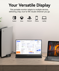 KOORUI-Moniteur portable IPS pour ordinateur portable, écran de 15.6 <span class=keywords><strong>pouces</strong></span>, 1080p, USB-C seconde, pour travail PC Mac Phone PS Xbox <span class=keywords><strong>Gamer</strong></span> - Product Image 2