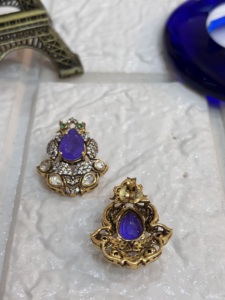 Vintage Luxury 22K Gold Plated <b>Silver</b> <b>Stud</b> Earrings with Flower Design for Women's Party & Religious Occasions - Product Image 1