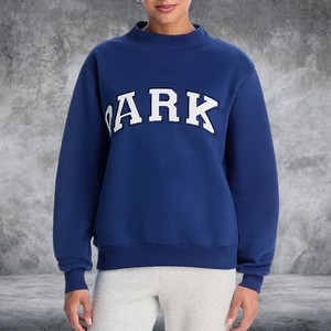 Sudadera extragrande de cuello alto para mujer Parke, con bordado de letras de chenilla personalizado, de algodón grueso, para invierno y otoño - Product Image 1