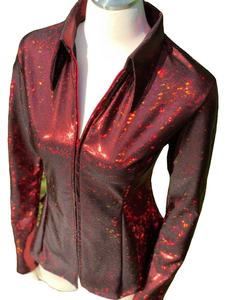 <b>Ladies</b> Western Performance Shirt Slim Fit Long Sleeve <b>Glitter</b> <b>Top</b> with Zip Front Closure - Product Image 4