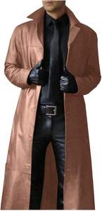 Abrigo Largo de Cuero de Oveja 100% Original de Alta Calidad, Estilo Moderno para Invierno, con Botones, Chaqueta de Cuero Negra para Hombre - Product Image 4