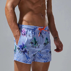 <b>Men</b> Casual Swim <b>Trunks</b> 100% Cotton Digital Printing Pattern Eco-Friendly Quick Dry UV Protection Elastic Wais - Product Image 4