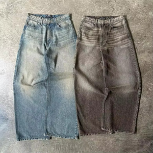 Customizable Vintage Streetstyle Baggy Jeans <b>for</b> Men Stonewashed Denim Pants High Y2K <b>Hip</b> Hop Style Pure Washed Casual Wear - Product Image 4