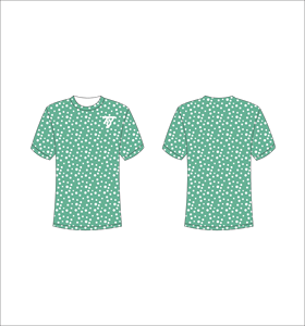 เสื้อยืดแขนสั้นผู้ชายลายจุด คอกลม ทรงปกติ พิมพ์ลายถัก สีเขียวลายจุดสีขาว - Product Image 1