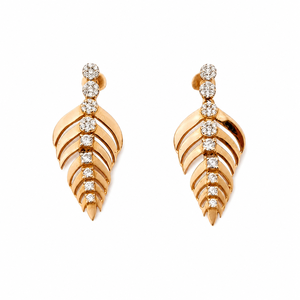 Juego de Pendientes con Colgante de Diamantes y Diseño de Hoja en Oro Rosa de 18 Quilates para Mujer, Joyería Fina de Alto Brillo, Regalo para Fiestas - Product Image 4