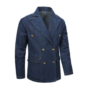 Turn Down Notched Collar Long Sleeve Double Breasted Men's <b>Denim</b> <b>Coats</b> Top Choice Premium Selling Warm Knitted <b>Denim</b> <b>Coat</b> Male - Product Image 1