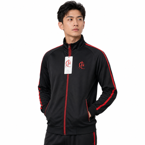 Premium <b>Men</b> <b>Track</b> <b>Jacket</b> Lightweight Polyester Fabric Breathable Construction Full Zip Front Elastic Cuffs Comfortable Athletic - Product Image 1