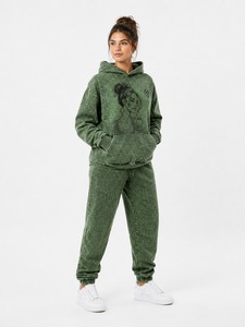 Survêtement femme personnalisé avec logo, confortable, effet délavé, style urbain, couleur unie, coupe oversize, design moderne, manches longues, épais - Product Image 3
